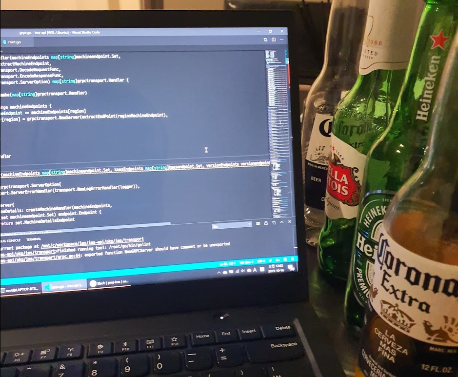 work from home with beer